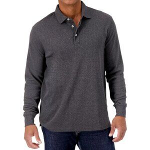 NWOT Lands' End Men's XXL Traditional Fit Gray Long Sleeve Polo Shirt